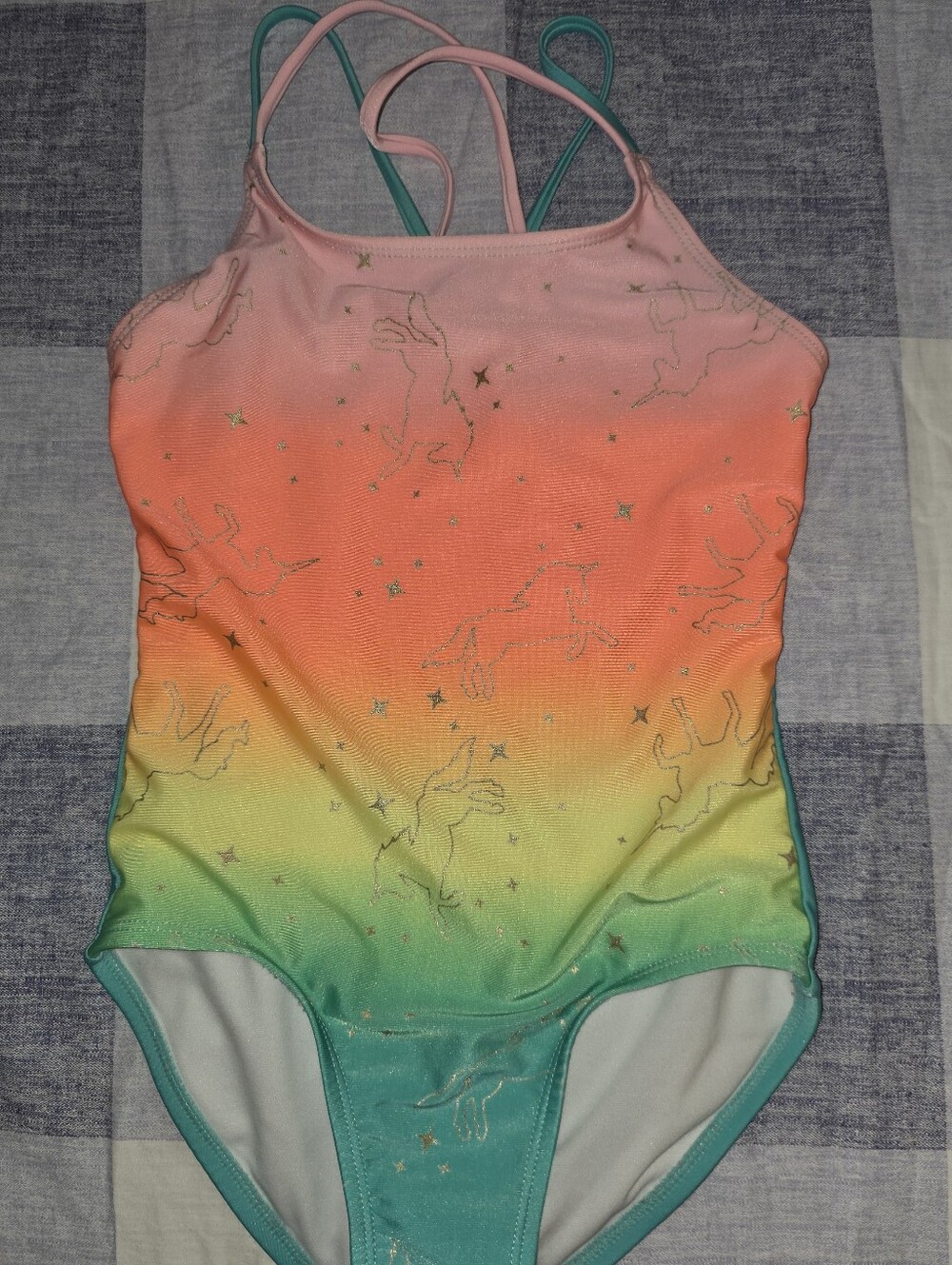 Cat & Jack Girls Gradient Unicorn One-Piece Swimsuit Medium (7/8) GUC